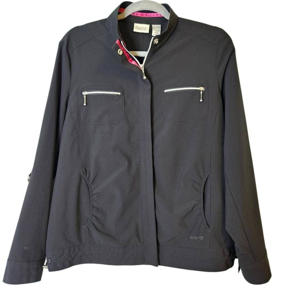 Zenergy by Chico's black travel/activewear jacket. Size 10-12. #996